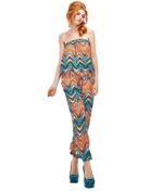 Mono largo palabra de honor con estampado zigza